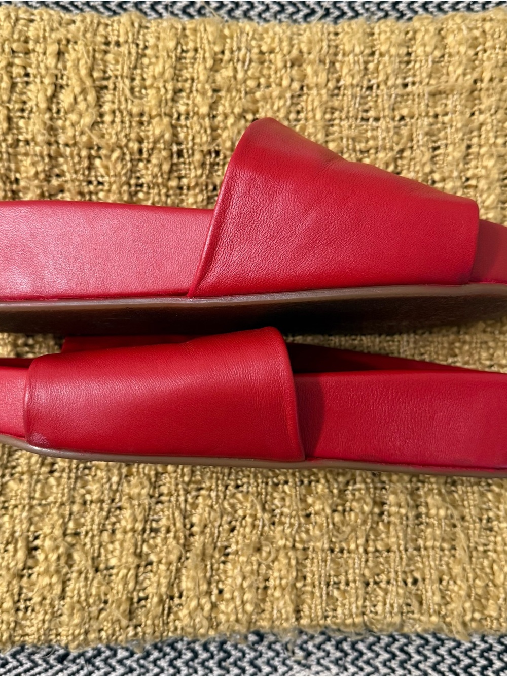 beek Pelican Red Leather Slide Sandals - Picture 4 of 7
